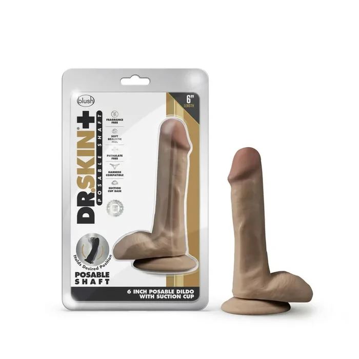 Dr. Skin Plus 6 inches Posable Dildo Mocha Tan