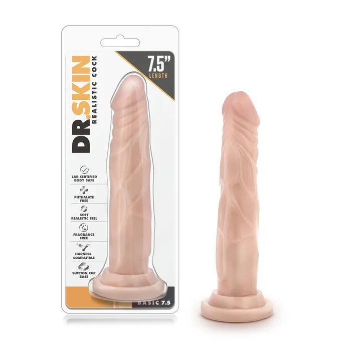Dr Skin Realistic Dildo 7.5 Inch Beige with Suction Base