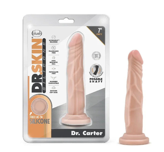 Dr. Skin Silicone – Dr. Carter – 7 Inch Dong With Suction Cup – Vanilla