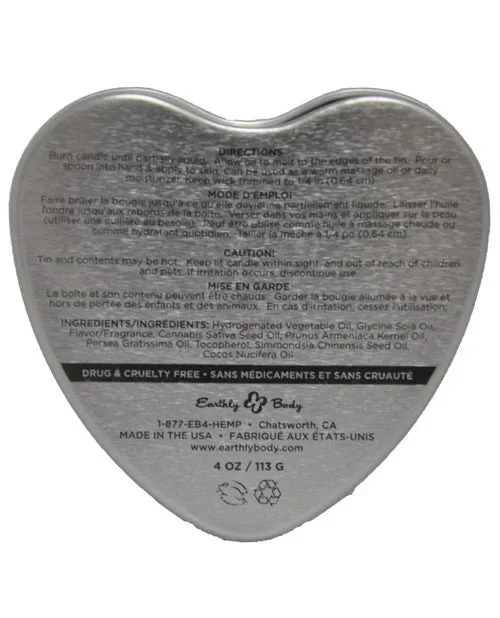 Earthly Body Suntouched Hemp Edible Candle – 4.7 oz Heart Tin Peach