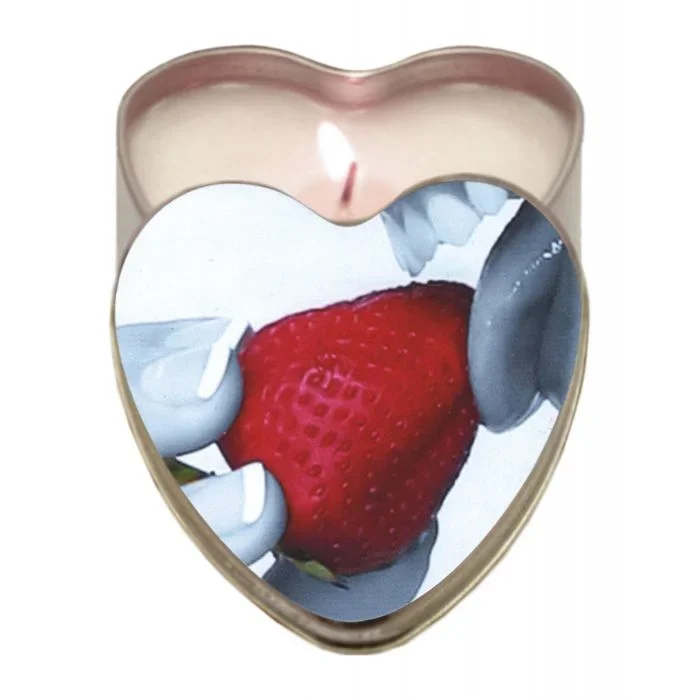 Earthly Body Suntouched Hemp Edible Candle – 4.7 oz Heart Tin Strawberry
