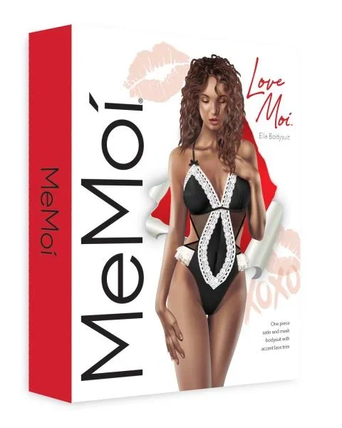 Ella Satin & Lace Tired Ruffle Bodysuit – Black/White –