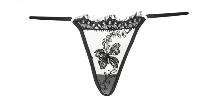 Embroidered G-String – Black Butterflies –