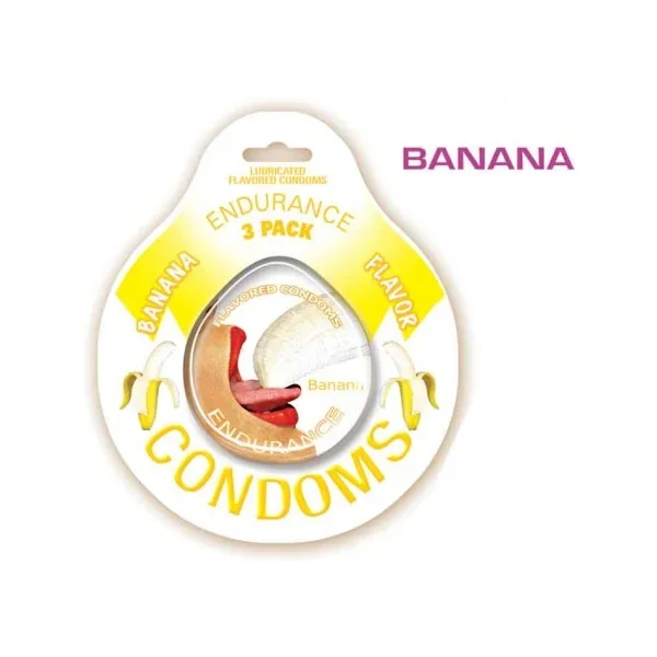 Endurance Flavored Condoms 3pk-banana