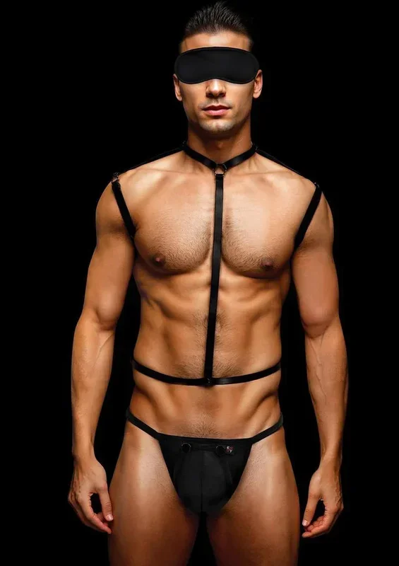 Envy 3 Pc Wet Look Chest Harness – Large/xlarge – Black