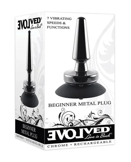 Evolved Beginner Vibrating Rechargeable Metal Plug – Black