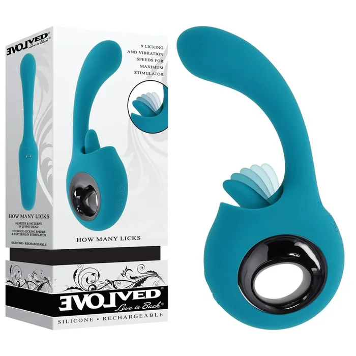 Evolved HOW MANY LICKS – Blue 17.8 cm USB Rechargeable Vibrator with Flicking Stimulator