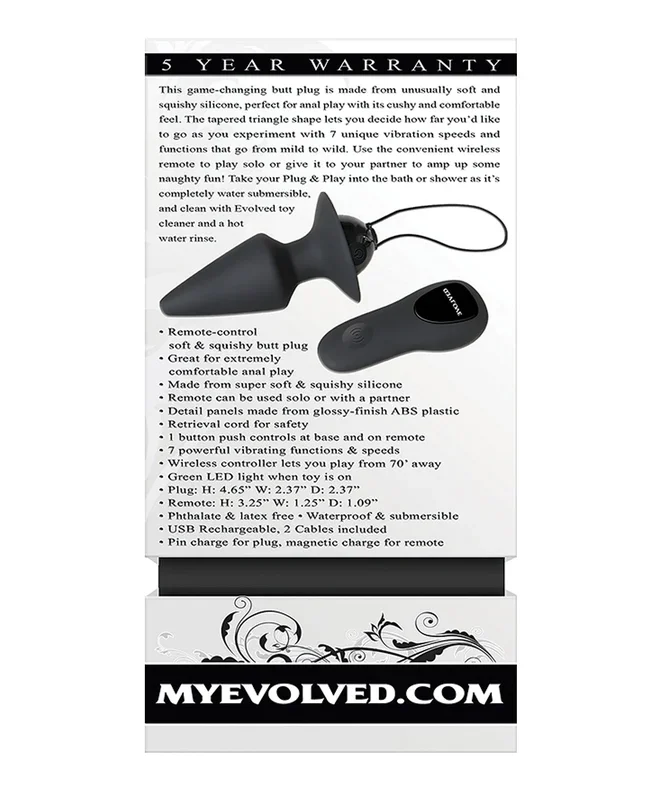 Evolved Plug & Play Remote Anal Plug – Black