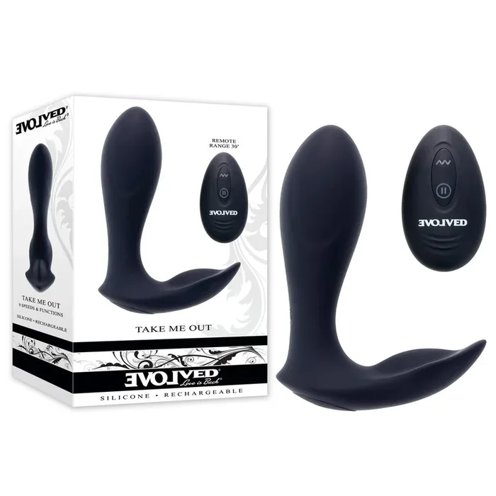 Evolved TAKE ME OUT – Black USB Rechargeable Wearable Vibrator with Remote Control