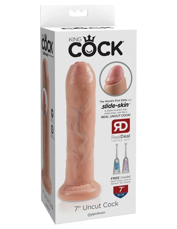 Experience Realism Like Never Before with the King Cock 7 inches Uncut Dildo