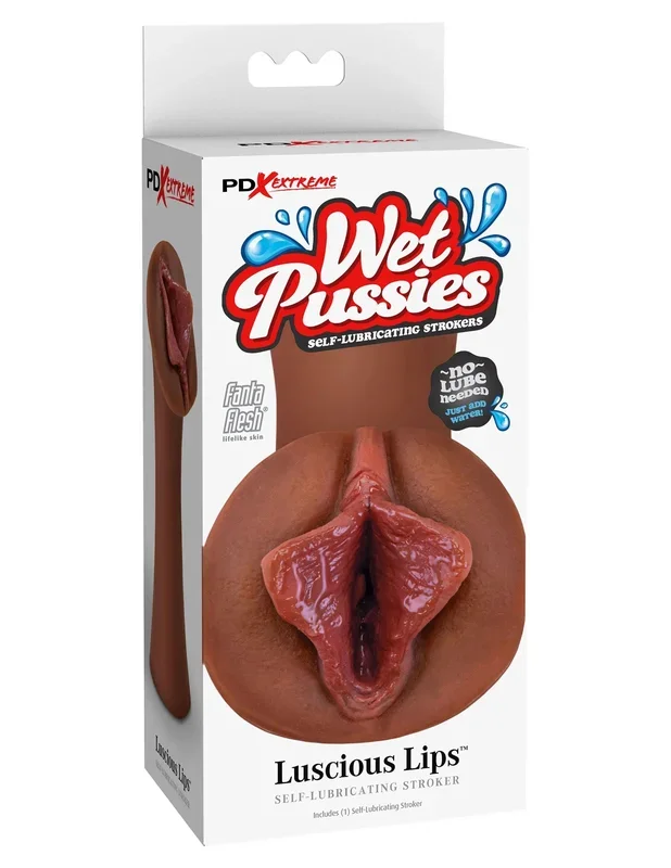 Extreme Wet Pussies Luscious Lips (Brown) – Self-Lubricating Stroker