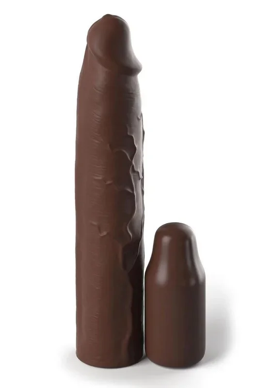 Fantasy X-Tensions Elite Silicone 9in Sleeve with 3in Plug – Chocolate