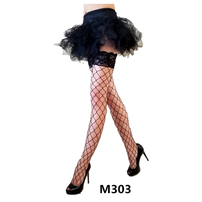 Fence Net Stay Up Thi Hi Black Lace Top Stockings