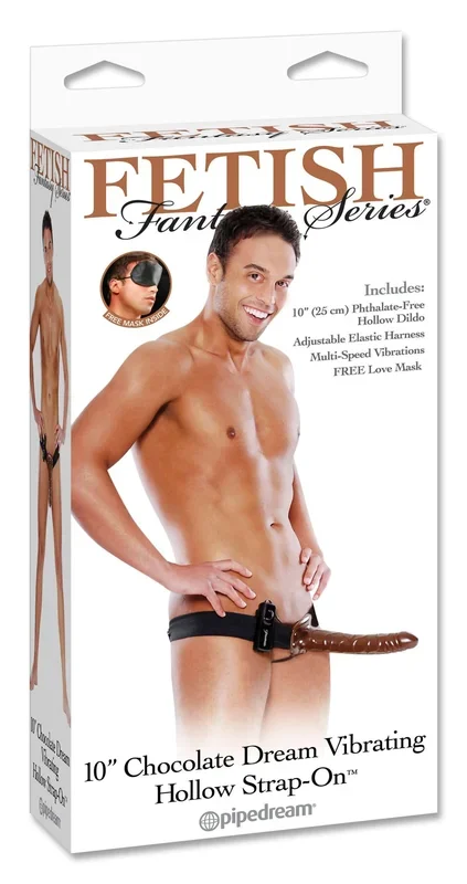 Fetish Fantasy Series 10″ Hollow Strap On Chocolate Vibrating