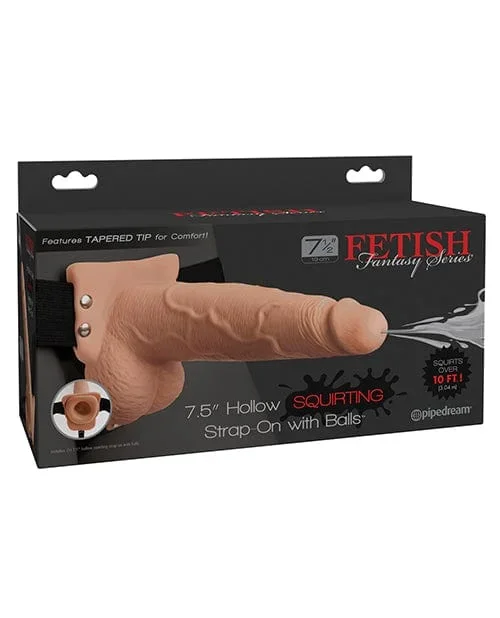 Fetish Fantasy Series 7.5″ Hollow Squirting Strap On with Balls – Flesh