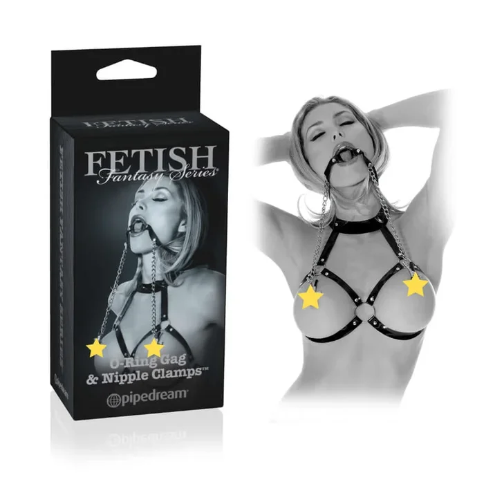 Fetish Fantasy Series Limited Edition O-Ring Gag & Nipple Clamps Black