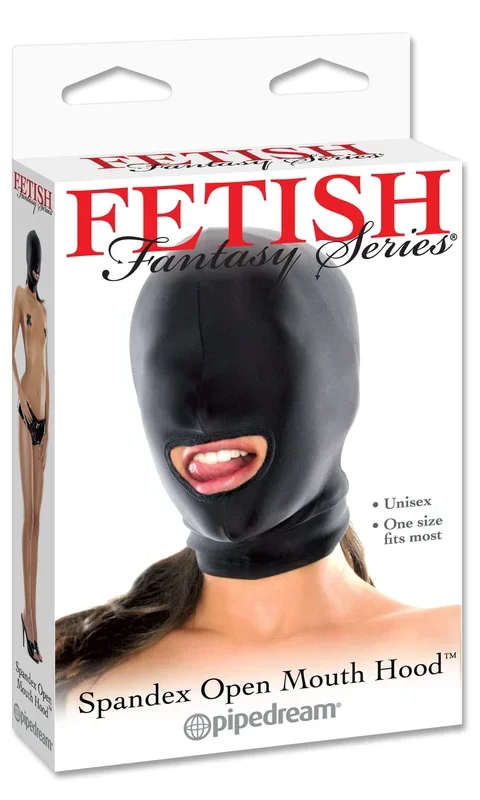 Fetish Fantasy Spandex Open Mouth Hood – Sensory Deprivation and Accessible Play