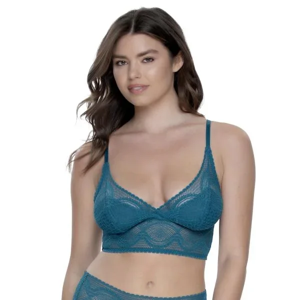 Finesse Stretchy Lace Cami Bralette – Blue Coral –