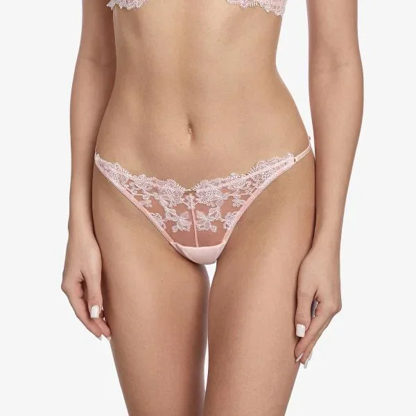 Fleur Lace Adjustable G-String – Powder –