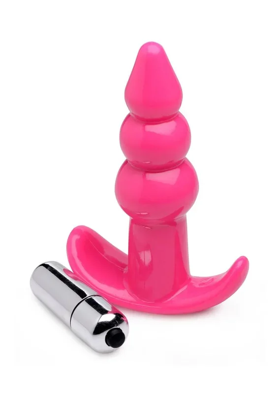 Frisky Bubbling Pink Ribbed Anal Plug Powerful Vibration