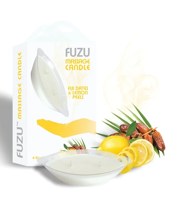 Fuzu Massage Candle – 4 oz Fiji Dates & Lemon Peel