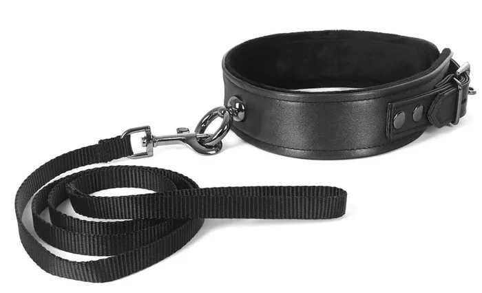 Galaxy Legend Collar and Leash Set – Black Faux Leather | Locking Buckle, Nickel-Free Hardware
