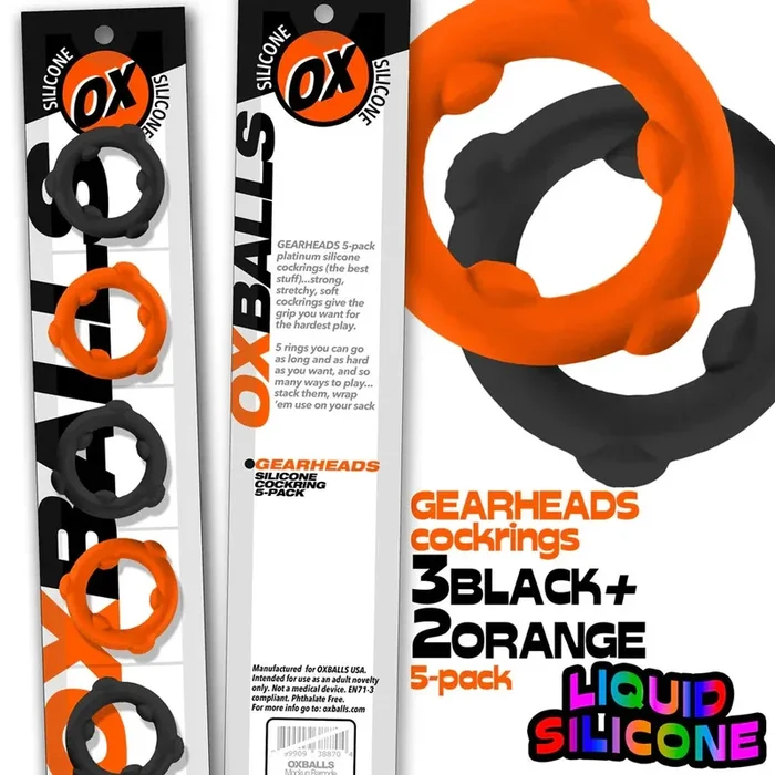Gearheads 5 Pack Spinner Rings – Orange Black