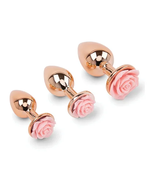 Gemsations 3 pc 2.75″ & 3.15″ & 3.7″ Rose Metal Butt Plug Training Set – Rose Gold
