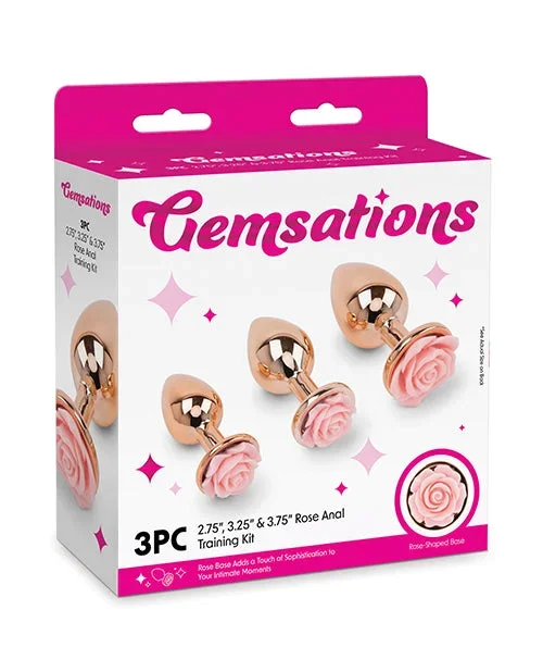 Gemsations 3 pc 2.75″ & 3.15″ & 3.7″ Rose Metal Butt Plug Training Set – Rose Gold