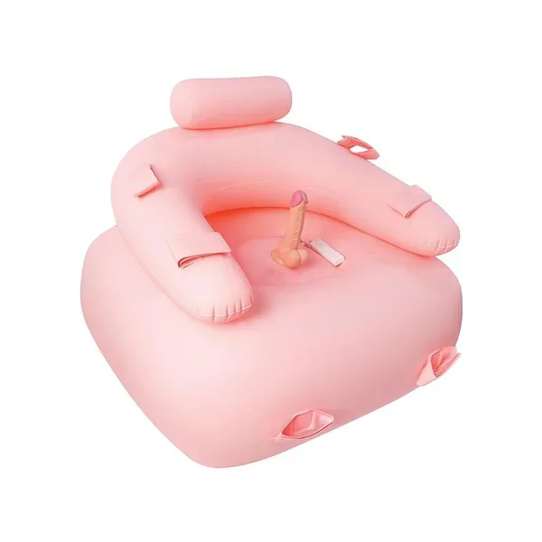 Get Down On It Inflatable Cushion with Wire Controller Vibrating Silicone Dildo Plus Wrist N Leg Straps
