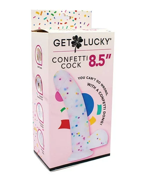 Get Lucky 8.5″ Real Skin Confetti Cock – Multi Color