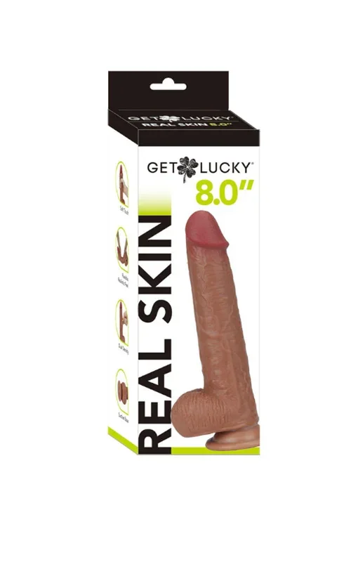 Get Lucky 8 Inch Bendable Real Skin Dildo Light Brown