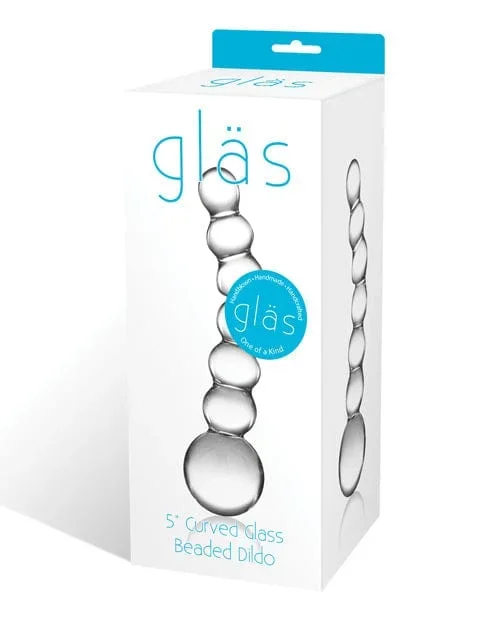 Glas 5″ Curved Glass Beaded Dildo