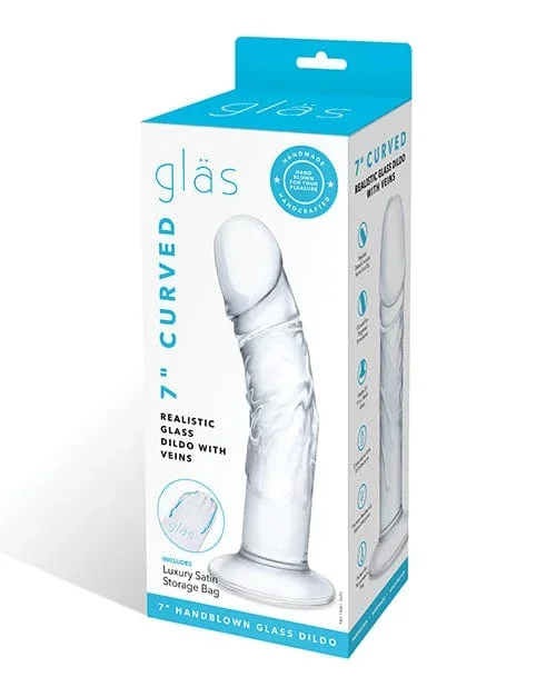 Glas 7″ Realistic Curved Glass Dildo W-veins – Clear