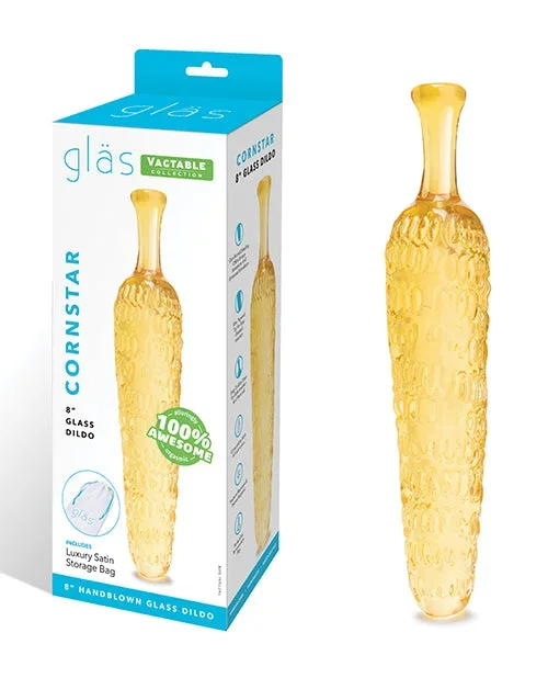 Glas 8-Inch Textured Glass Dildo with Corn-Inspired Design