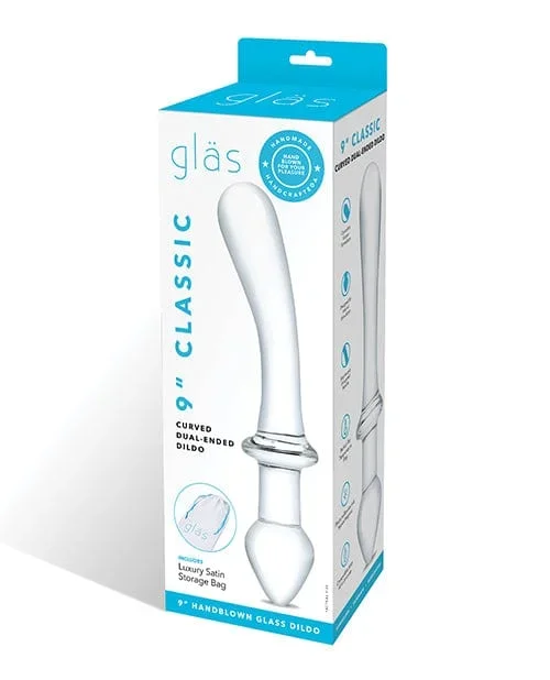 Glas 9 Inch Classic Curved Dual Ended Dildo – Clear