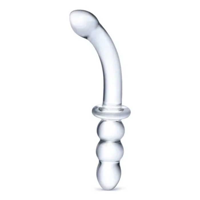 Glas Ribbed G-Spot Dildo Clear 8 Inch