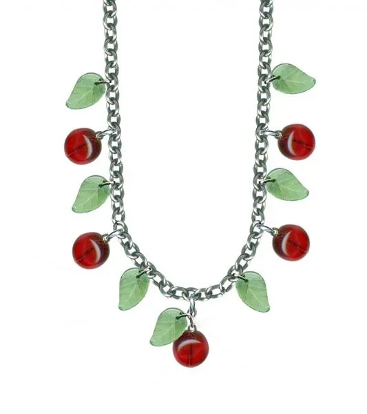Glass Cherry Retrolite Necklace