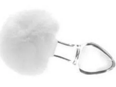Glass Plug With Rabbit Tail – White