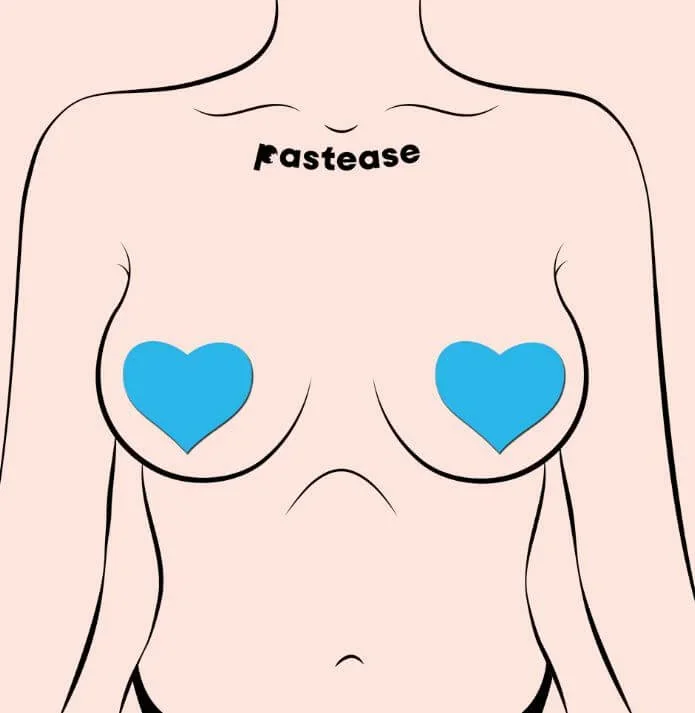 Glow in the Dark Neon Turquoise Heart Pasties Nipple Covers