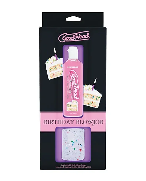 GoodHead Birthday Cake Blowjob Set Includes Stroker & Slick Head Glide – 1 oz Bottle Birthday Cake