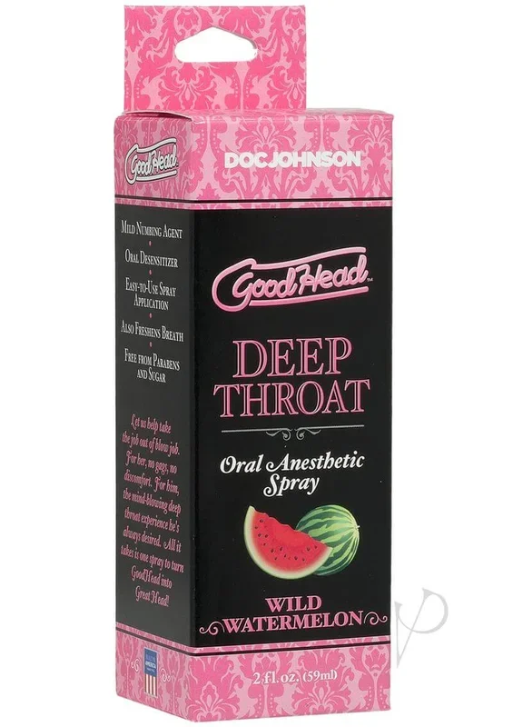 GoodHead Deep Throat Spray 2 Oz in Watermelon Flavor – Minimize Gag Reflex for Deeper Oral Pleasure