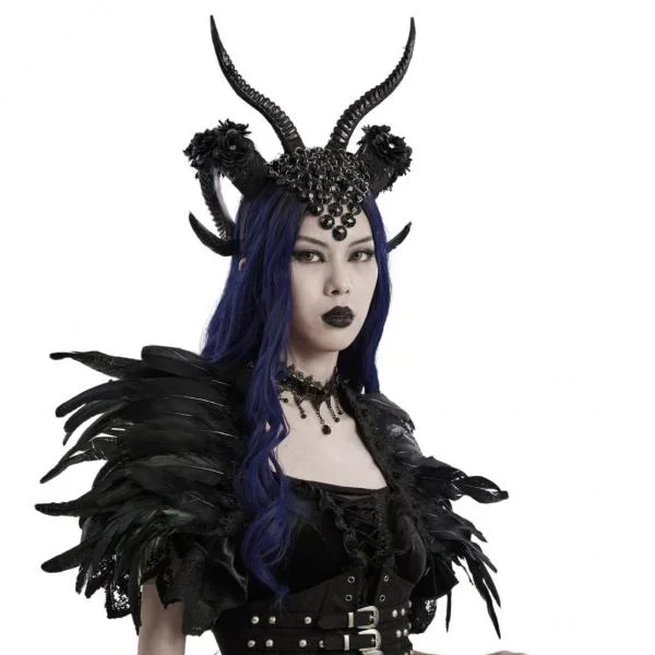 Goth Demon Horn Headdress – Black