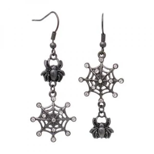 Halloween Spiderweb Earrings – Silver/Black