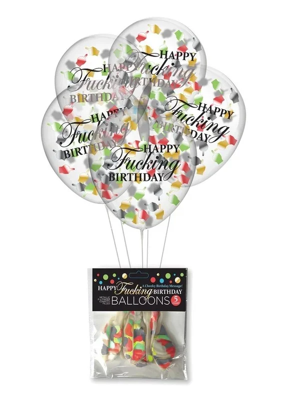 Happy F’n Birthday Confetti Balloons (5 per Pack) – Multicolor