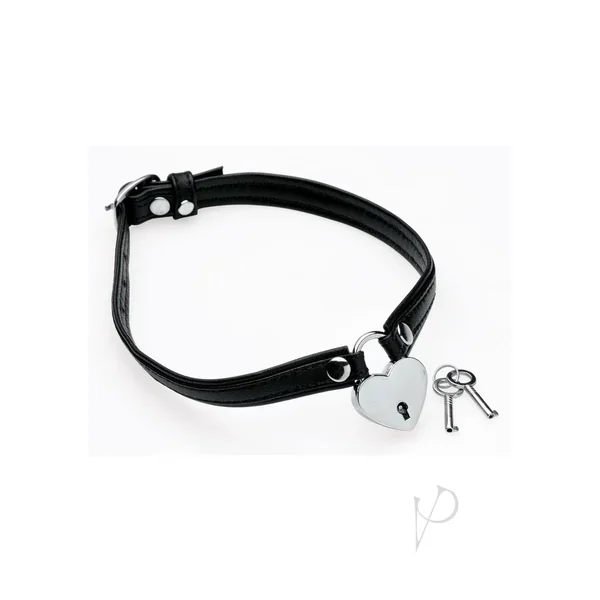 Heart Lock Choker With key Black