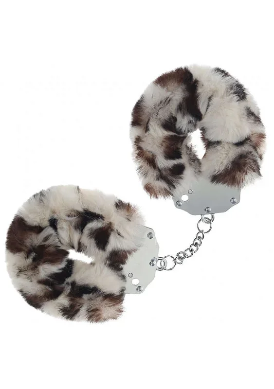 Heavy Duty Fluffy Handcuffs Snow Leopard