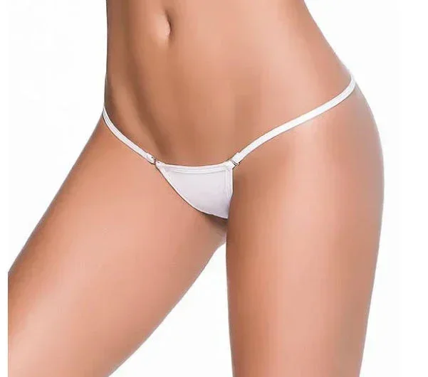 Hip Hugging Clip Y-Back Thong – Medium/large – White