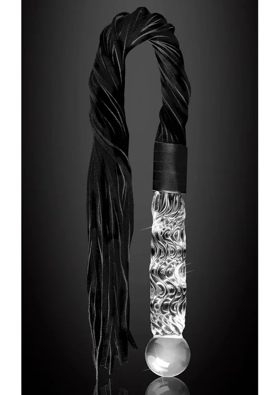 Icicles No. 38 Textured Glass Dildo with Flogger