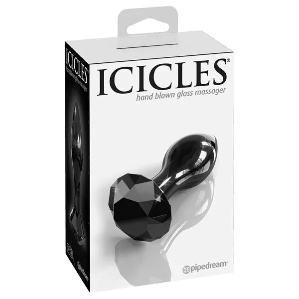 Icicles No. 79 Hand Blown Glass Diamond Butt Plug – Black